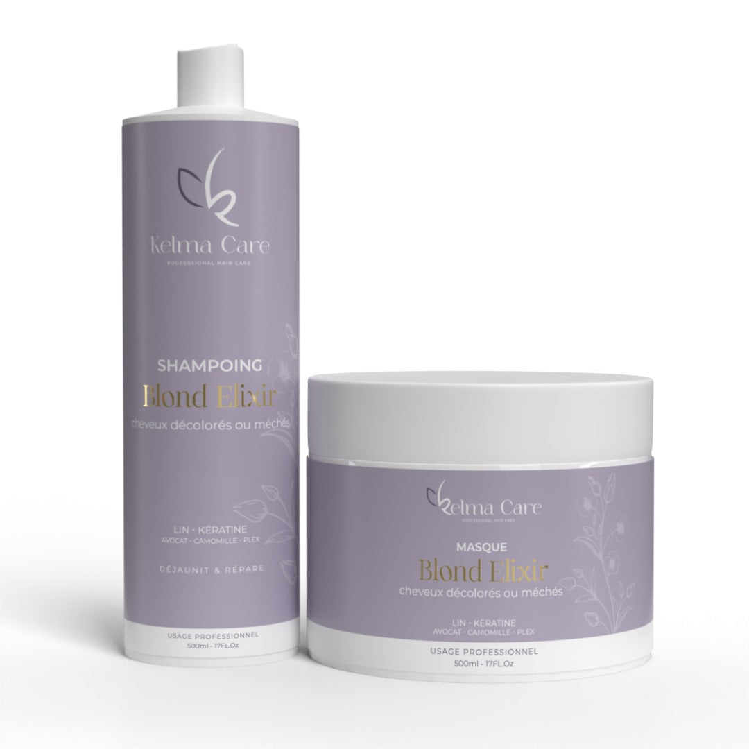 Gamme de soin pour cheveux blonds, cheveux décolorés ou méchés