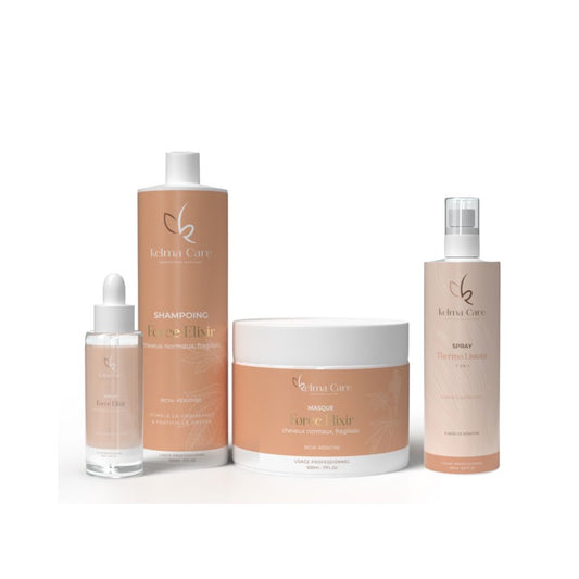 Soins lissants huile de ricin- Gamme force elixir à l'huile de ricin + Sérum thermo lissant