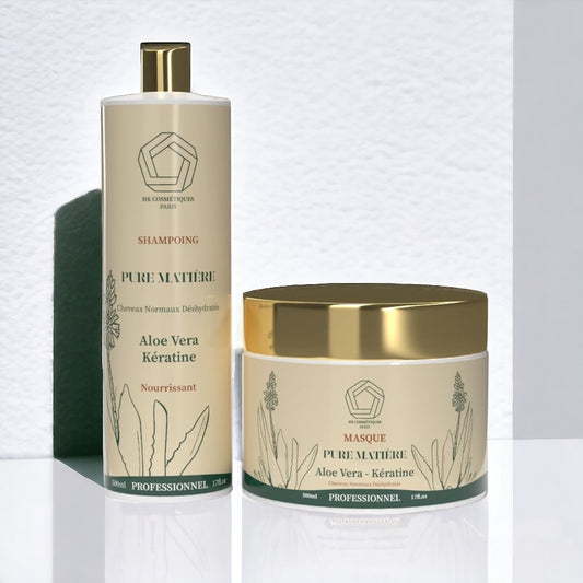 Gamme Pure matière à L'aloe vera et Kératine shampoings sans sulfate, sans silicone, sans parabène