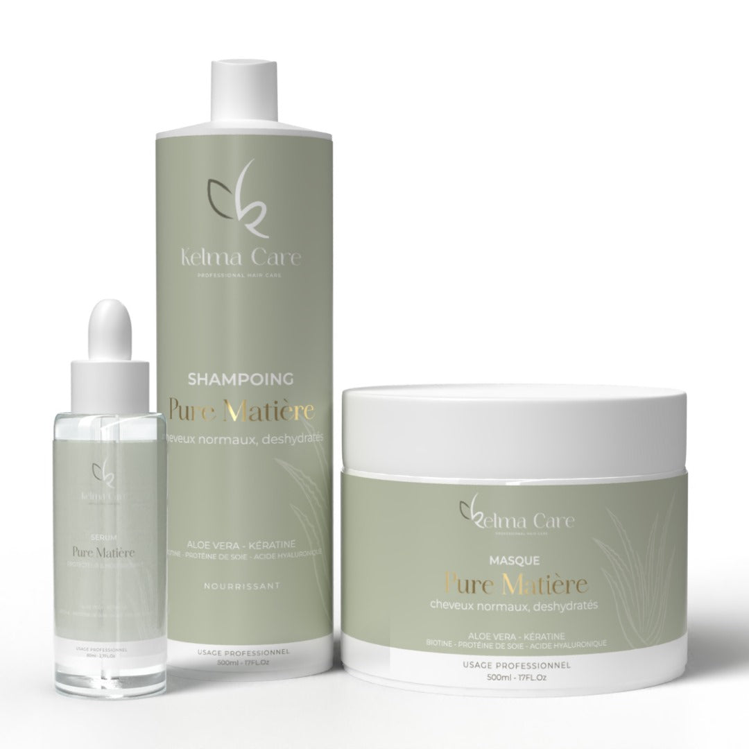 Coffret pack de soins pour cheveux normaux + sérum Pure Matière Aloe Vera et kératine