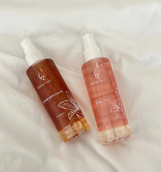 Pack Duo Lotion anti chute Kelma Care - Caramel & Musc Blanc